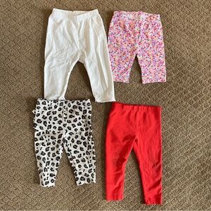 Lot of 4 leggings, 6-9 months, GUC